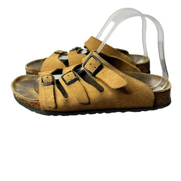 Birkenstock Shoes - Birkenstock Triple 3 Strap Birks Slip On Leather Sandal Size Women's 8